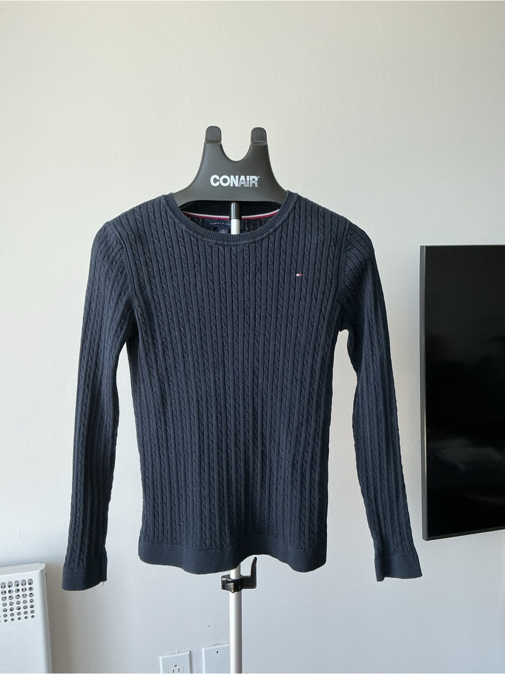 Tommy Hilfiger Navy Cable Crewneck Sweater Cotton